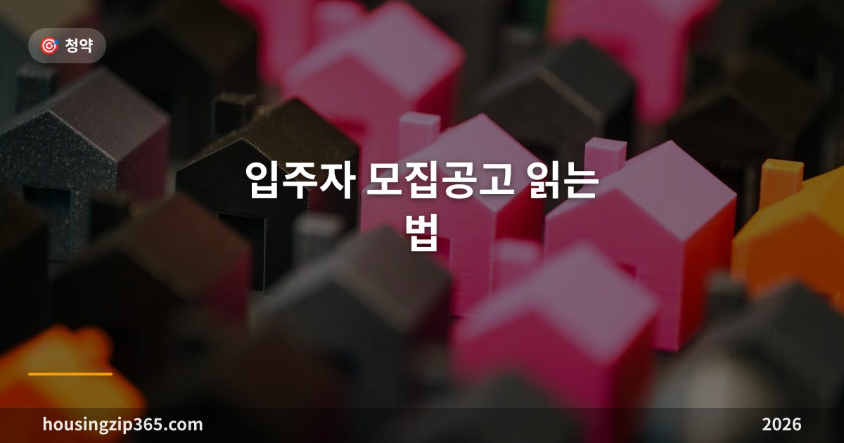 입주자 모집공고 읽는 법 — 12개 핵심 항목과 함정 회피 가이드