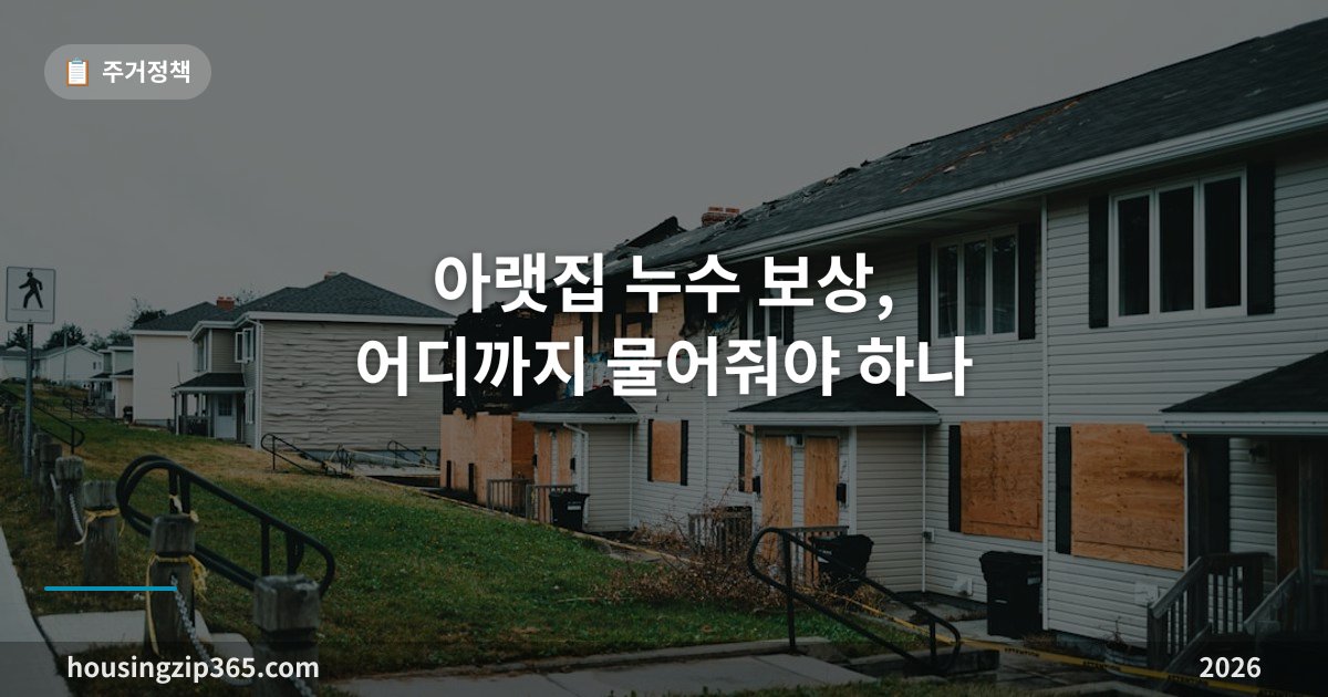 아랫집 누수 보상, 어디까지 물어줘야 하나 — 배상 범위와 일상생활배상책임보험 처리 순서