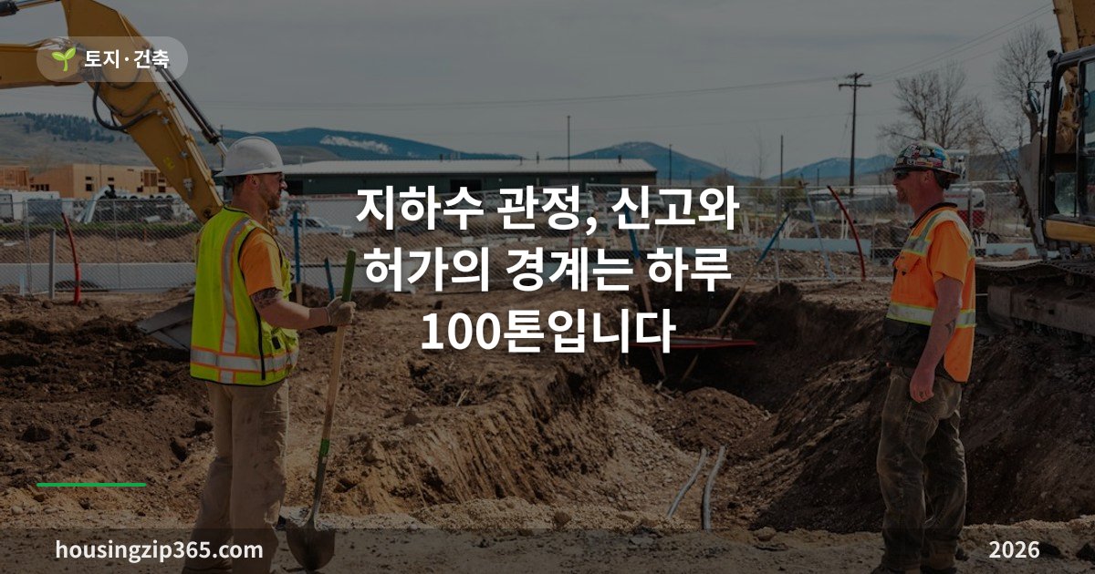 지하수 관정, 신고와 허가의 경계는 하루 100톤입니다 — 개발 절차와 비용 구조