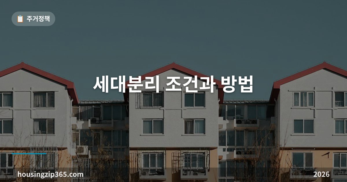 세대분리 조건과 방법 — 30세 미만은 소득이 있어야 합니다