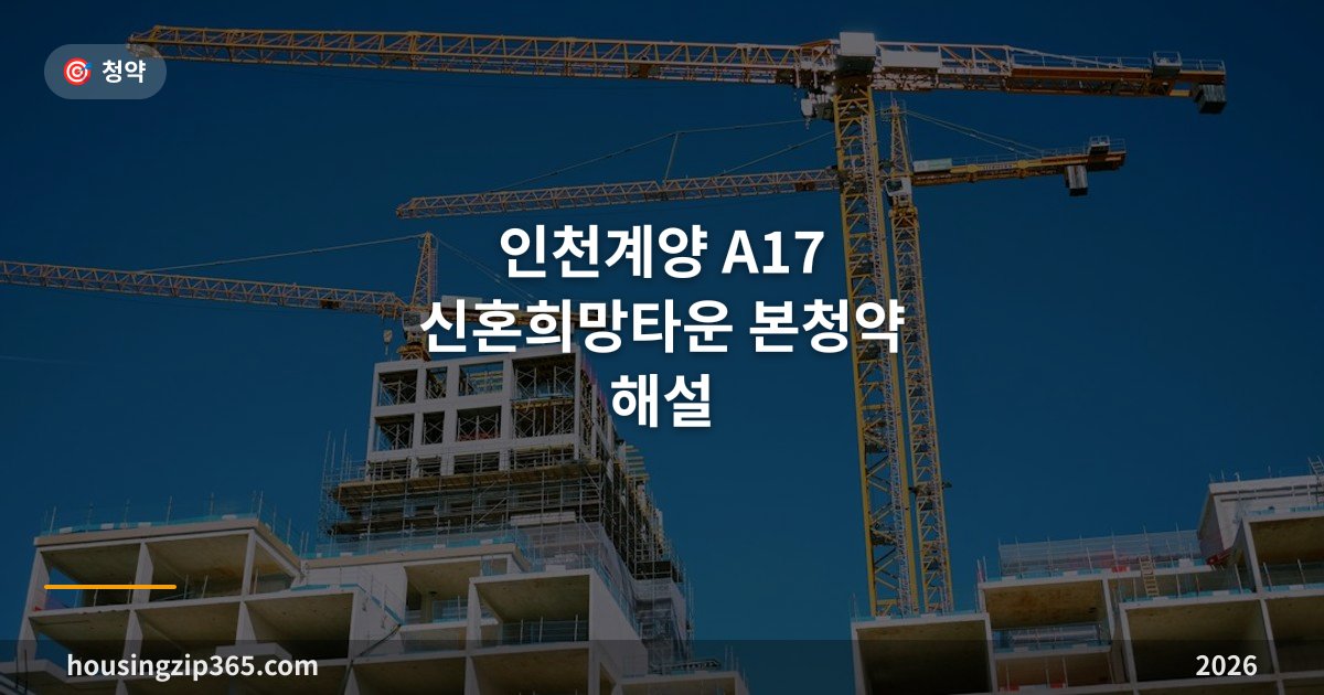 인천계양 A17 신혼희망타운 본청약 해설 — 309세대 분양가 4억 7천만원대부터, 10월 26일 접수와 수익공유형 모기지 의무