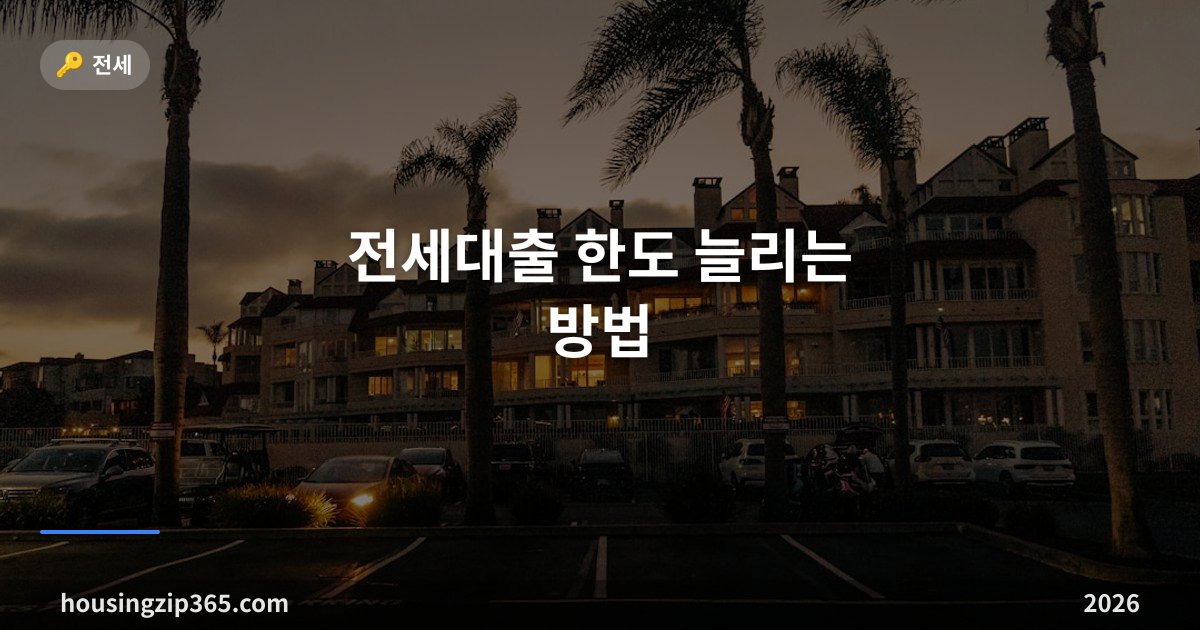 전세대출 한도 늘리는 방법 — 보증기관·소득·신용 활용 실전 가이드 (2026)