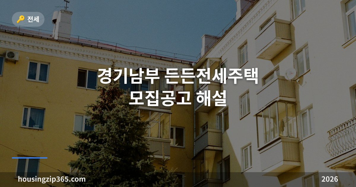 경기남부 든든전세주택 2026 모집공고 해설 — 수원·화성·안산 등 344호, 보증금 1억 506만부터 3억 5,550만까지와 10월 23일 접수