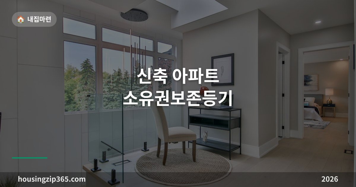신축 아파트 소유권보존등기 총정리 2026 — 뜻, 시기, 비용, 보존등기 후 대출까지