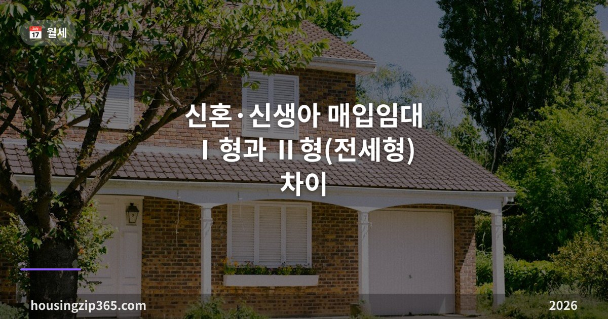 신혼·신생아 매입임대 Ⅰ형과 Ⅱ형(전세형) 차이 총정리 — 소득기준·신생아 1순위·최장 거주기간