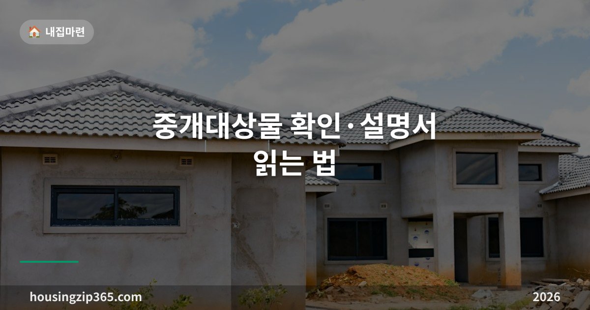 중개대상물 확인·설명서 읽는 법 — 계약 전 꼭 봐야 할 항목과 중개사 책임
